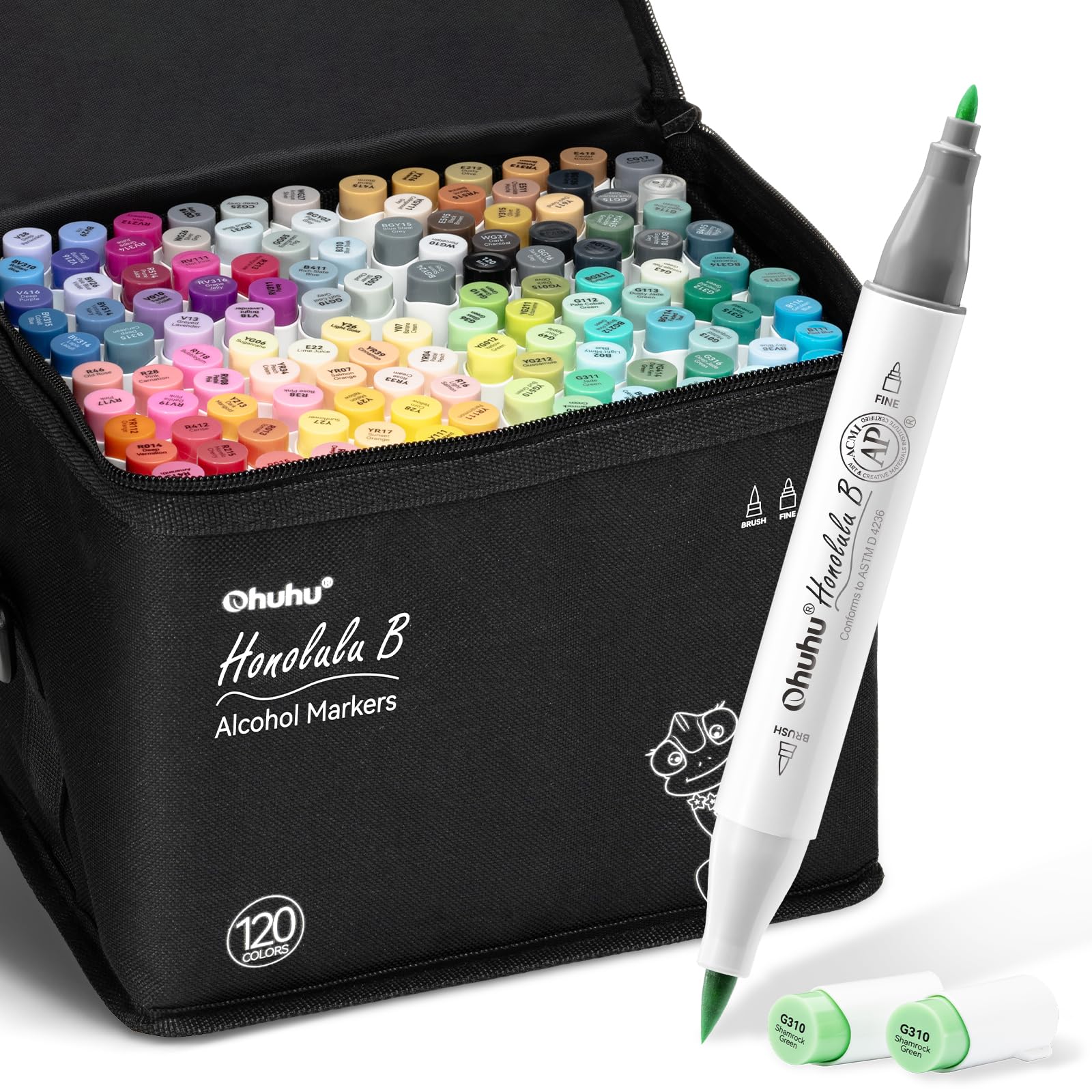Ohuhu Honolulu B アルコールマーカー 120本セット Amazon.com : Ohuhu Alcohol Markers Brush Tip - 120-color AP